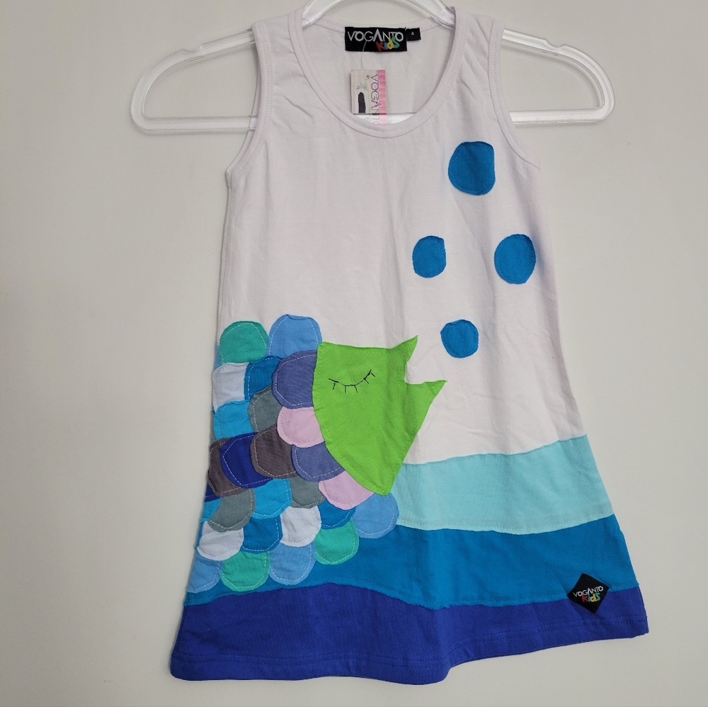 NWT Voganto Kids Fish Cotton Handmade Dress Girls Size 4